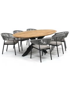 Barbados Asota/ Woodfort 240x130 cm dining tuinset 7-delig