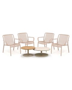 Barbados Ravella/ Taste 4SO Sara ø80 & 65 cm stoel loungeset 6-delig