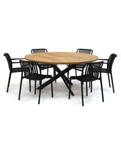 Barbados Ravella/ Taste 4SO Prado ø160 cm dining tuinset 7-delig
