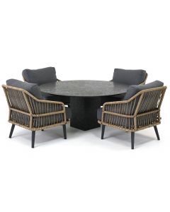 Sivara Corressa/ Belcanto Yara ø150 cm low dining tuinset 5-delig