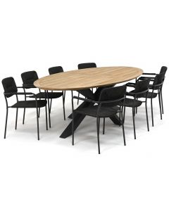 4 Seasons Outdoor Bora/ Woodfort 280x130 cm dining tuinset 9-delig