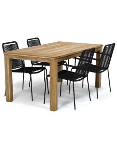 Novara Konya/ Woodfort 160x90 cm dining tuinset 5-delig