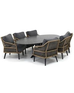 Sivara Corressa/ Belcanto Beliza 280x130 cm low dining tuinset 7-delig